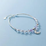 Moon Crystal Pendant Gem Bracelet S925 Sterling Silver Daily Wear Jewelry