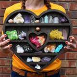 Moon Elf Crystal Wooden Shelf Heart Shaped Crystal Essential Display Wall Shelf
