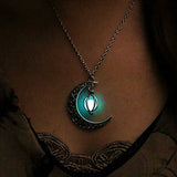 Glowing Moon Gem Necklace Charm Halloween Pendant