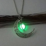 Glowing Moon Gem Necklace Charm Halloween Pendant