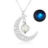 Glowing Moon Gem Necklace Charm Halloween Pendant