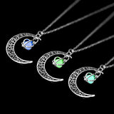Glowing Moon Gem Necklace Charm Halloween Pendant