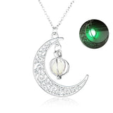 Glowing Moon Gem Necklace Charm Halloween Pendant