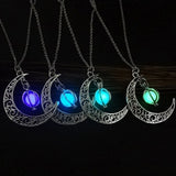 Glowing Moon Gem Necklace Charm Halloween Pendant