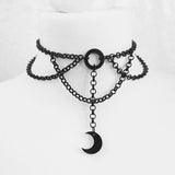 Moon Gothic Chains O Ring Choker Moon Necklace Moon Choker