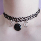 Moon Gothic Chains O Ring Choker Moon Necklace Moon Choker