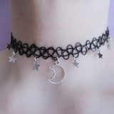 Moon Gothic Chains O Ring Choker Moon Necklace Moon Choker