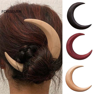 Moon Hair Fork Ramadan Wooden Hair Sticks Mubarak Hair Accessories
