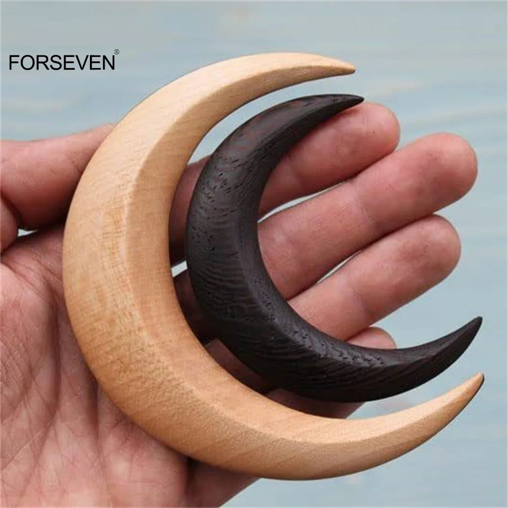 Moon Hair Fork Ramadan Wooden Hair Sticks Mubarak Hair Accessories