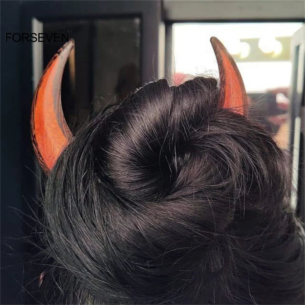 Moon Hair Fork Ramadan Wooden Hair Sticks Mubarak Hair Accessories
