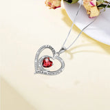 Moon Heart Pendant Necklace - Birthstone Jewelry for Girls