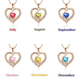 Moon Heart Pendant Necklace - Birthstone Jewelry for Girls