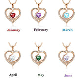 Moon Heart Pendant Necklace - Birthstone Jewelry for Girls
