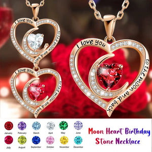 Moon Heart Pendant Necklace - Birthstone Jewelry for Girls