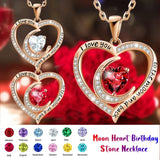 Moon Heart Pendant Necklace - Birthstone Jewelry for Girls