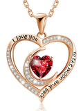 Moon Heart Pendant Necklace - Birthstone Jewelry for Girls