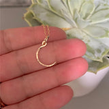 Vintage Moon Necklace 14K Gold Filled Pendant Choker Kolye