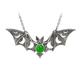 Moon Phase Bat Pendant Necklace With Gemstone Women's Jewelry