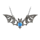Moon Phase Bat Pendant Necklace With Gemstone Women's Jewelry