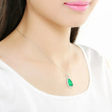 Moon Piano Green Chalcedony Silver Pendant Necklace