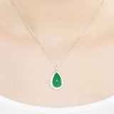 Moon Piano Green Chalcedony Silver Pendant Necklace