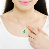Moon Piano Green Chalcedony Silver Pendant Necklace