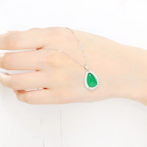 Moon Piano Green Chalcedony Silver Pendant Necklace
