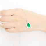 Moon Piano Green Chalcedony Silver Pendant Necklace