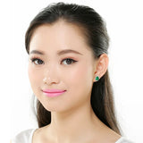 Moon Piano Green Chalcedony Stud Earrings 925 Silver