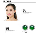 Moon Piano Green Chalcedony Stud Earrings 925 Silver
