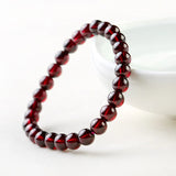 Moon & Piano Wine Red Garnet Bracelet Charm Natural Stone Beads Bracelet
