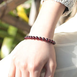Moon & Piano Wine Red Garnet Bracelet Charm Natural Stone Beads Bracelet