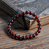 Moon & Piano Wine Red Garnet Bracelet Charm Natural Stone Beads Bracelet