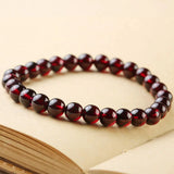 Moon & Piano Wine Red Garnet Bracelet Charm Natural Stone Beads Bracelet