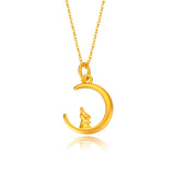 Moon Rabbit Zodiac Pendant 18K Gold Chain Collar