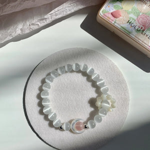Pink Crystal Cat's Eye Stone Bracelet