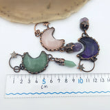Moon Shape Gemstone Pendant Stars Green Adventurine Rose Quartz Amethyst