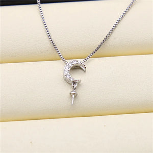 Moon Shape Pendant Base Mountings for Pearls Beads Stones, 10pcs/lot