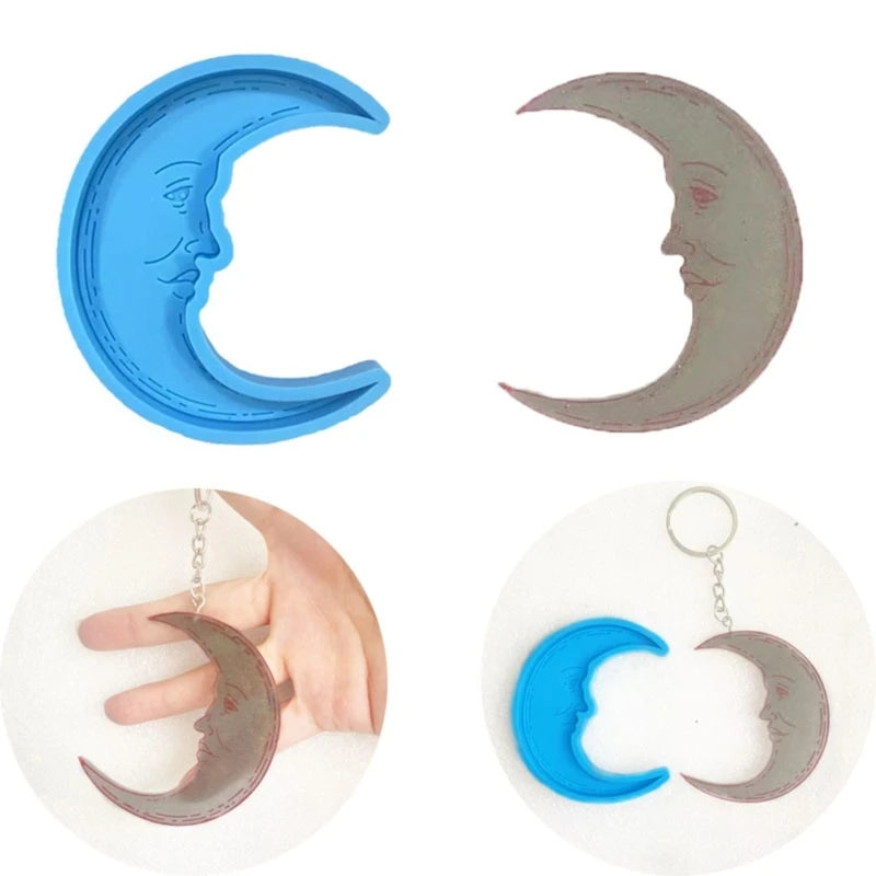 Moon Silicone Resin Mold for DIY Car Keychain Pendant
