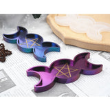 Moon Star Candle Tray Resin Molds Triple Moon Phase Goddess With Pentagrams Mold