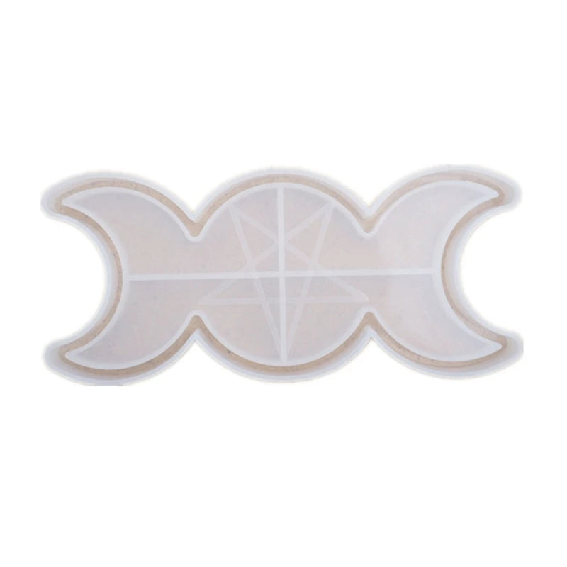 Moon Star Candle Tray Resin Molds Triple Moon Phase Goddess With Pentagrams Mold