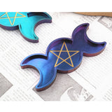 Moon Star Candle Tray Resin Molds Triple Moon Phase Goddess With Pentagrams Mold