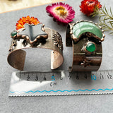 Moon Star Crystal Cuff Bangle Stone Vintage Bronze Bracelet