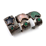 Moon Star Crystal Cuff Bangle Stone Vintage Bronze Bracelet