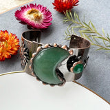 Moon Star Crystal Cuff Bangle Stone Vintage Bronze Bracelet
