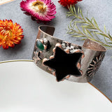 Moon Star Crystal Cuff Bangle Stone Vintage Bronze Bracelet