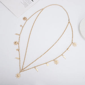 Moon Star Metal Waist Chain Chunky Link Hollow Out Adjustable Body Chain