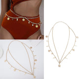 Moon Star Metal Waist Chain Chunky Link Hollow Out Adjustable Body Chain