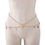 Moon Star Metal Waist Chain Chunky Link Hollow Out Adjustable Body Chain