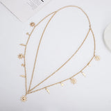 Moon Star Metal Waist Chain Chunky Link Hollow Out Adjustable Body Chain